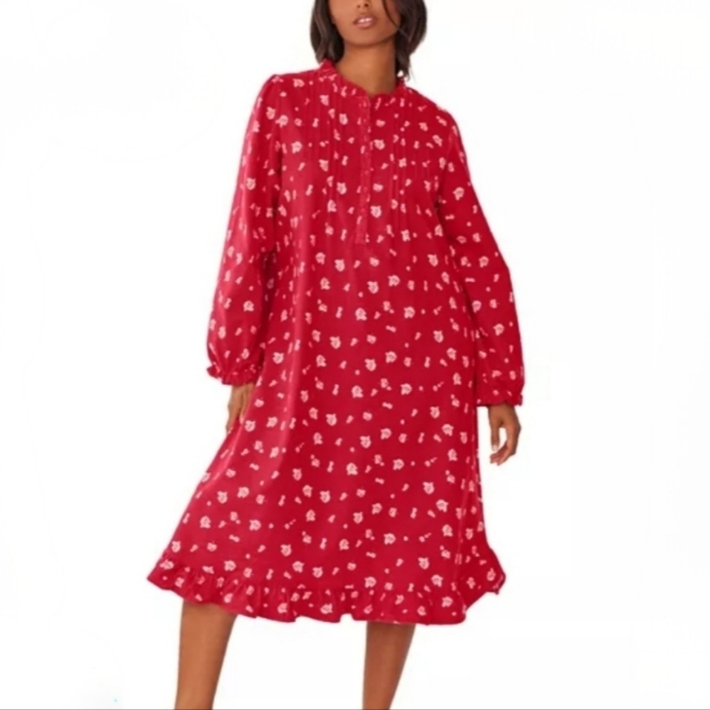 Women's Only Necessities Cotton Flannel Print Short Gown Sz 1X
